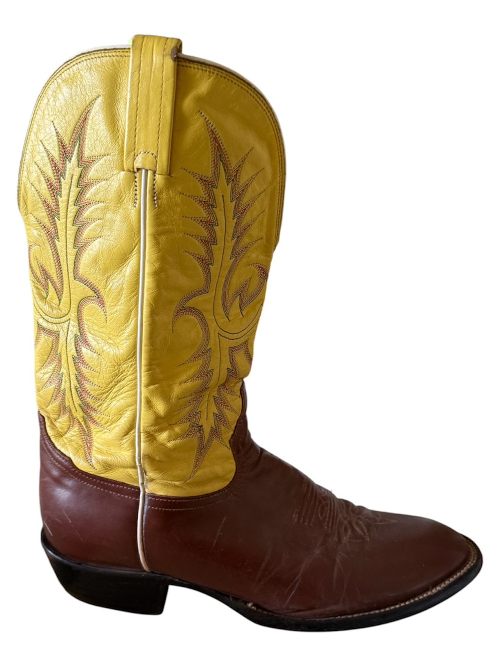 Tony Lama Two Tone Leather Pull On Cowboy Boots Men’s